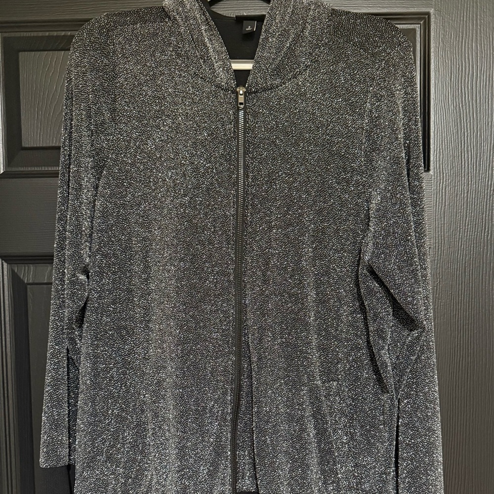 Torrid Black Glitter Zip-Up Hoodie